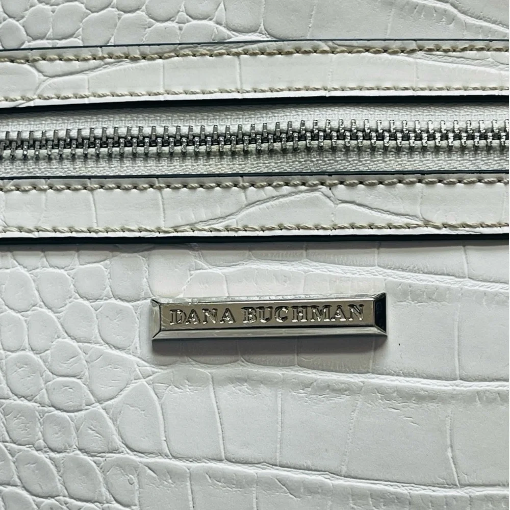 DANA BUCHMAN Off White Croco Leather Bag Small Shoulder Bag Womens Crossbody Bag - Picture 5 of 10